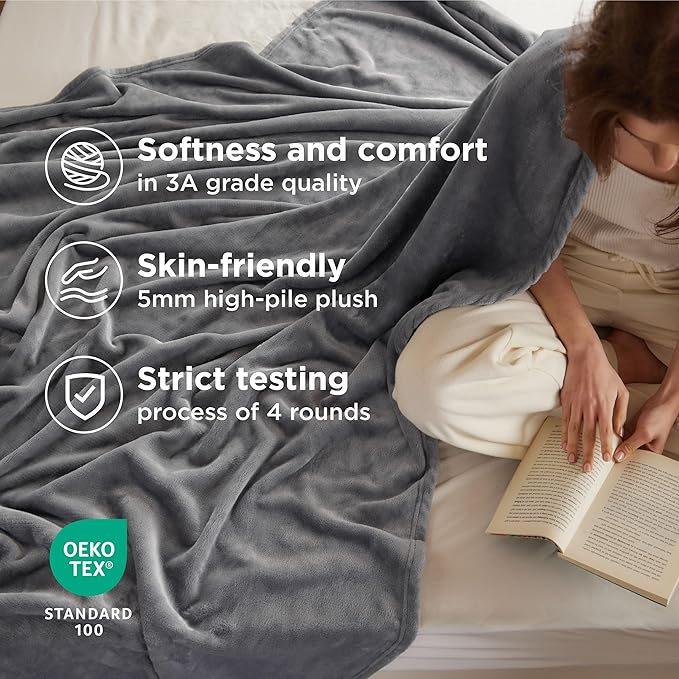 Bedsure GentleSoft Fleece Throw Blanket for Couch Grey - Lightweight Plush Fuzzy Cozy Soft Spring Blankets and Throws for Sofa, 50x60 inches