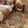 Area Rugs 3'x5' Washable Non-Slip, Floral Vintage Distress Print Pattern Medallion Carpet for Living Room Bedroom Dining Room, Red Orange Blue Brown