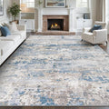 Area Rugs 8x10 for Living Room: Washable Rug Modern Abstract Neutral Soft Non-Slip Low-Pile Indoor Large Carpet for Bedroom Dining Room Playroom Home Office (Light Blue Brown, 8'x10')