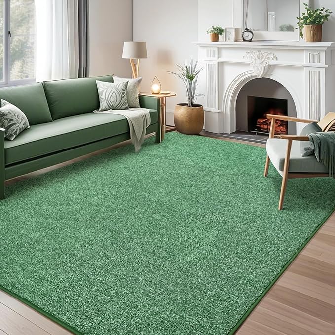 AROGAN Washable 6×9 Living Room Rug, Modern Area Rugs with Soft Memory Foam for Bedroom, Minimalist Non-Slip Indoor Floor Carpet for Dining Room Office Kids Playroom Decor, Matte Green