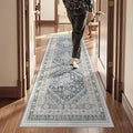 Kitchen Runner Rug Non Slip Washable 2.5x8, Soft Low Pile Entryway Rug Runners for Hallways,Carpet Runner for Living Room,Kitchen, Laundry, Bathroom(Blue/Beige,2.5'x8')