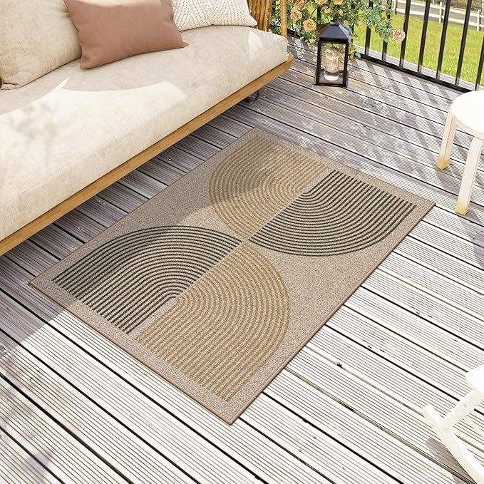 Lahome Enfys Rainbow Front Door Mat, 32"x48" Washable Non Slip Entry Way Rugs Indoor, Farmhouse Neutral Non Slip Non Shedding Lightweight Floor Carpet for Kitchen Bedroom Porch