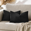 GIGIZAZA Black Velvet Pillow Covers 12x20,Decorative Lumbar Throw Pillows Modern Covers Small Solid Living Room Pillow Cases for Couch Pack of 2