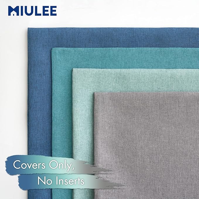 MIULEE Pack of 4 Decorative Outdoor Throw Pillow Covers Linen Waterproof Pillow Covers Farmhouse Cushion Cases for Patio Garden Tent Balcony Couch Sofa 16x16 inch Blue