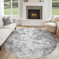 UERMEI 6ft Round Area Rug Living Room Rugs - 6x6 Washable Neutral Modern Abstract Soft Thin Rug Indoor Floor No Slip Rug Carpet for Bedroom Under Dining Table Home Office Decor - Grey