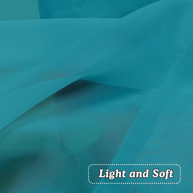 OVZME Turquoise Sheer Curtains 45 Inches Long 2 Panels, Light Filtering Sheer Curtains for Bedroom, Elegant Airy Draperies for Living Room Nursery Room, Dual Rod Pocket, Each 42Wx 45L