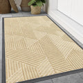 Smiry Front Door Mat Outside Entrance, Heavy Duty Sturdy Natural Rubber Doormat, Trap Dirt and Moisture, Easy Clean Low Profile Welcome Floor Mats for Indoor Outdoor Entry, 59x23 Inch, Beige