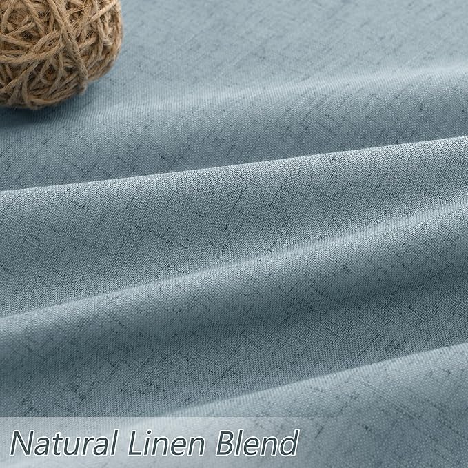 Guken Blue 100% Blackout Linen Curtains 80 Inch Length 2 Panels Set for Living Room Bedroom Back Tab Thermal Insulated Black Out Drapes Room Darkening Window Curtains 80 Inches Long Dusty Blue