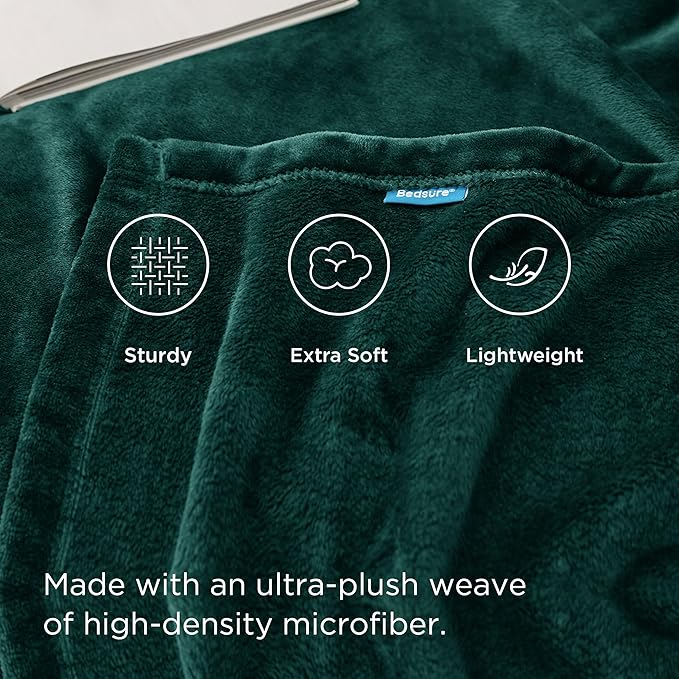 Bedsure GentleSoft Fleece Bed Blankets Large Size Forest Green - Soft Lightweight Cozy Oversized King Blanket Microfiber, Room Home Decor Gifts for Women and Men, 120x120 inches