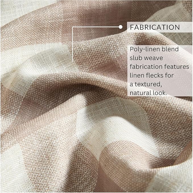 Elrene Home Fashions Farmhouse Living Grainger Buffalo-Check Blackout Window Curtain, Living Room and Bedroom Drape with Rod Pocket Tabs, 52" x 84", Linen, 1 Panel