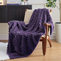 EXQ Home Fleece Throw Blanket for Couch or Bed - 3D Imitation Turtle Shell Jacquard Decorative Blankets - Cozy Soft Lightweight Fuzzy Flannel Blanket Suitable for All Seasons(50"×60",Purple)