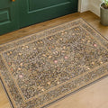 Brown Washable Entry Rug - Front Door Throw Rugs Indoor, Non-Slip Bathroom Small Rugs, Vintage Floral Thin Rug for Kitchen, Boho Earthy Entryway Décor (2x3 Gold Brown)