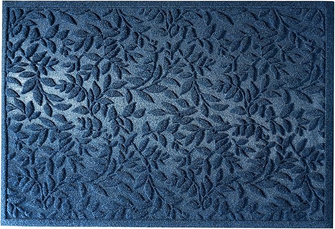 Blue Leaves Outdoor Indoor Entrance Door mat, Absorbent Durable Heavy Duty Welcome Front Door Mat,Thick Natural Rubber Back,Easy Clean Entryway Mat 47x32 Inch, Low Profile