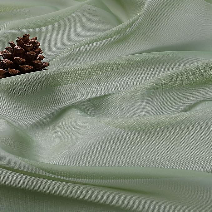 OWENIE Sheer Sage Green Curtains, Sheer Curtains 63 inch Length 2 Panels Set, Rod Pocket Voile Fimly Sheer Drapes for Living Room Bedroom, 2pcs, Sage Green, Each 59" W x 63" L