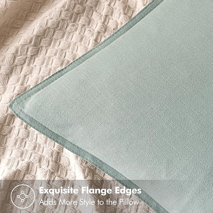 MIULEE Decorative Linen Pillow Covers 18x18 Inch Aqua Green Boho Farmhouse Neutral Spring Couch Throw Pillows for Bed Pack of 2 Accent Modern Pillowcase Summer Sofa Livingroom Home Decor