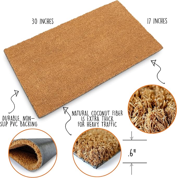 MAINEVENT Blank Doormat Coir 30x17 Inch for Screen Printing, Plain Door Mat for Outdoor Painting