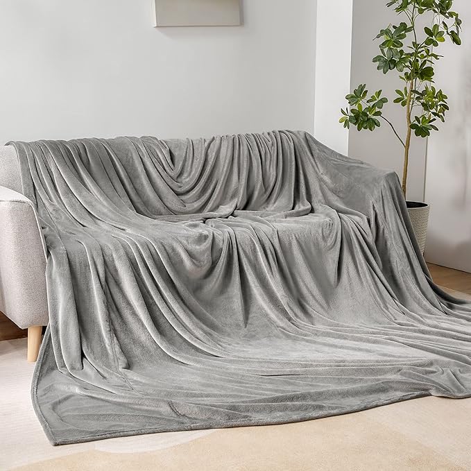 BEDELITE Big Fleece Blanket - 120" x 120" (10' x 10'), Super Soft Fluffy Fuzzy Oversized King Blanket for Bed, Couch, Sofa, Camping, Fits Whole Family, Grey