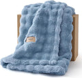 Bedsure 3D Fleece Bubble Blanket for Couch - GentleSoft Blue Spring Throw Blanket for Sofa Bed Room Decor - Luxury Soft Cozy Gifts for Kids Girls, Lightweight, All Seasons, Celestial Blue, 50"×60"