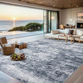 Area Rugs 9x12 Living Room - Washable Rug Modern Abstract Soft Large Neutral Non-Slip Carpet Indoor Floor Thin Carpets for Bedroom Dining Room Farmhouse Nursery Home Office Grey Blue