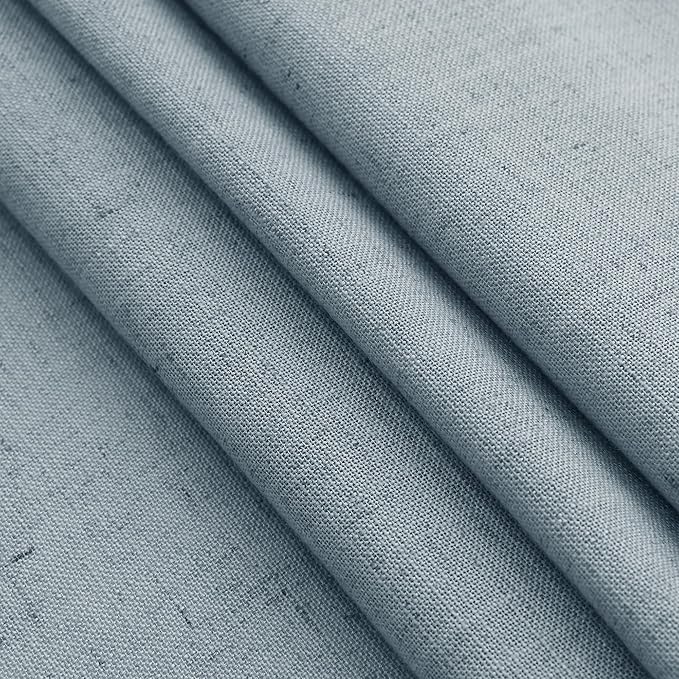 Nanspring Light Blue Linen Curtains 72 Inch Length for Living Room Semi Sheer Light Filtering Door Drapes 2 Panels Set for Kids Bedroom Light Filtering Back Tab Rod Pocket Modern Farmhouse Decor 52x72