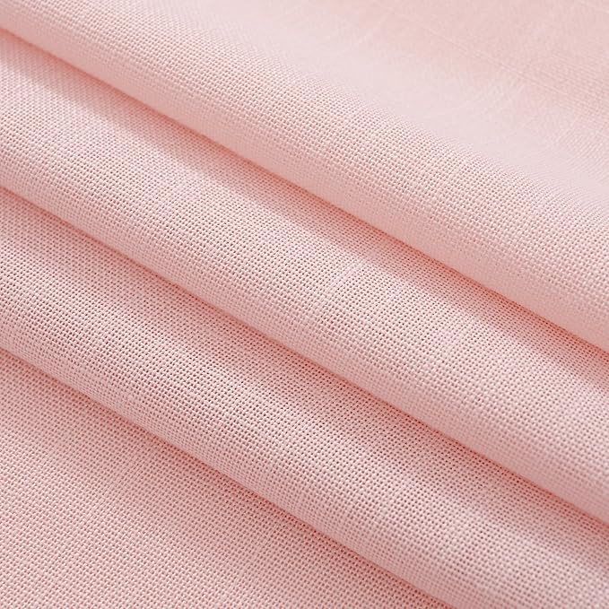 Blush Pink Semi Sheer Linen Curtains for Girls Bedroom Room 96 Inches Long Light Filtering Back Tab Curtain Living Room Farmhouse Linen Look Shiny Sheer Drapes Baby Pink 52ﾗ96 Inch