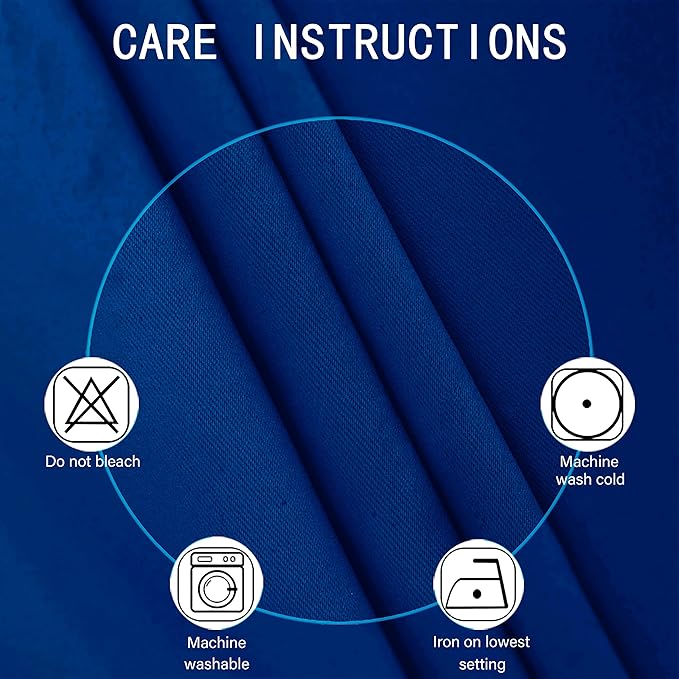 LEMOMO Blackout Curtains 38 x 84 inch/Royal Blue Curtains Set of 2 Panels/Thermal Insulated Room Darkening Bedroom Curtains