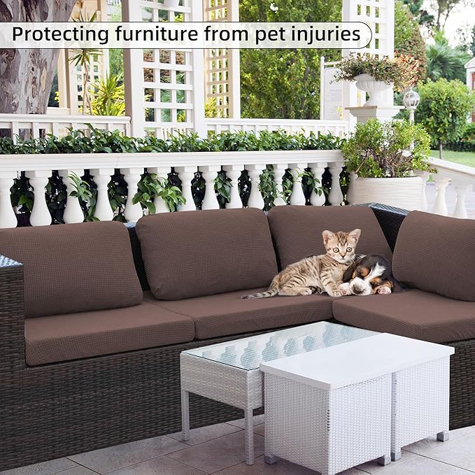 Outdoor Cushion Covers Set,8PCS Patio Furniture Couch Seat Slipcovers, Replacement for Sofa Sectional Chair(Cover，Only)