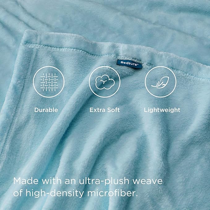 Bedsure GentleSoft Fleece Bed Blankets Queen Size River Blue - Soft Lightweight Plush Fuzzy Cozy Luxury Blanket Microfiber, 90x90 inches