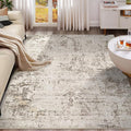 UERMEI 5x7 Area Rug Living Room Rugs - Washable Neutral Modern Abstract Soft Thin Large Rug Indoor Floor No Slip Rug Carpet for Bedroom Under Dining Table Home Office Decor - Dark Brown