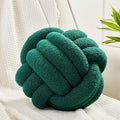 Uvvyui Knot Pillow Ball, Soft Home Decorative Pillows, Round Throw Pillow, Handmade Knotted Plush Pillow, Round Boucle Pillow Cushion (14 Inches Dark Green)
