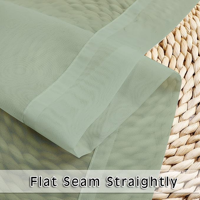 OWENIE Sage Sheer Curtains 144 inch Extra Long, Elegant and Airy Drapes Translucent Window Treatments for Living Room/Bedroom, Sage Green, 2 Panels=84" Wide