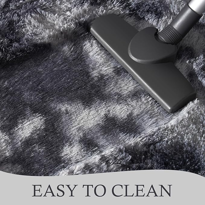 Chicrug Soft Runner Rugs for Bedroom Living Room Plush Fluffy Rug 2x6 Feet, Shag Furry Area Rug Carpet Non Shedding for Nursery Children Kids Girls Room Home Decorative, Grey and Black