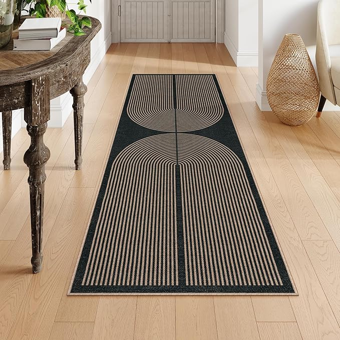 Lahome Enfys Modern Rainbow Hallway Runner Rug, 2x6 Washable Easy Jute Rugs for Entryway Kitchen Farmhouse Indoor Outdoor Carpet, Non Slip Runner for Porch Bedroom Laundry Front Door
