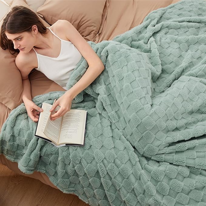 Bedsure GentleSoft Full Size Blankets for Bed - Super Soft Cozy Fleece Spring Blanket for Kids Girls, Large Fuzzy Throws for Bedroom Decor,Sage Green, 84x90 Inches