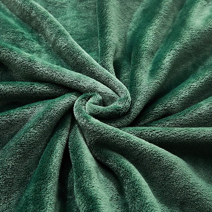 TASTHROW Large Flannel Fleece Throw Blanket, 50×70 Inch - Cozy Lightweight Thick Blanket - All Seasons Suitable for Women, Men and Kids (Two Pack, DarkGreen)