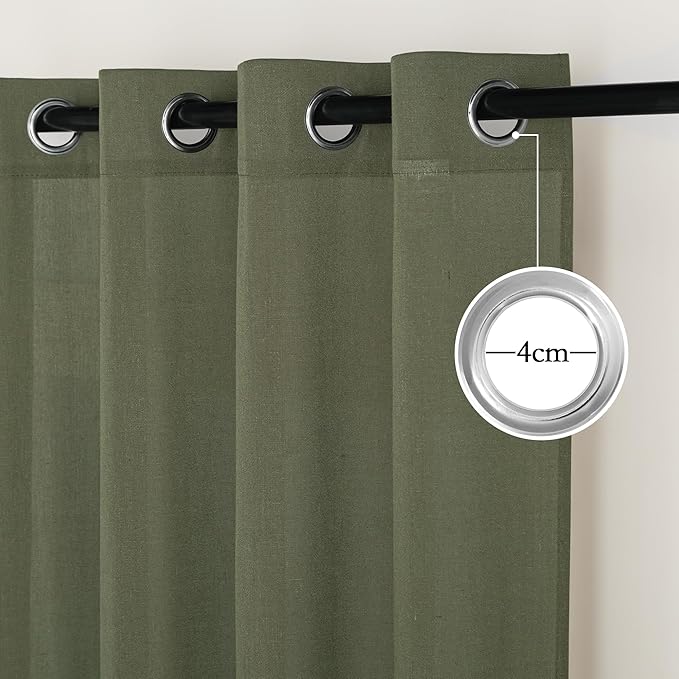 NICETOWN Linen Curtains 84 inch Long, Grommet Thick Linen Blend Window Treatment Vintage & Rustic Style Privacy Added for Bedroom/Living Room, Lichen, W55 x L84, 2 Panels