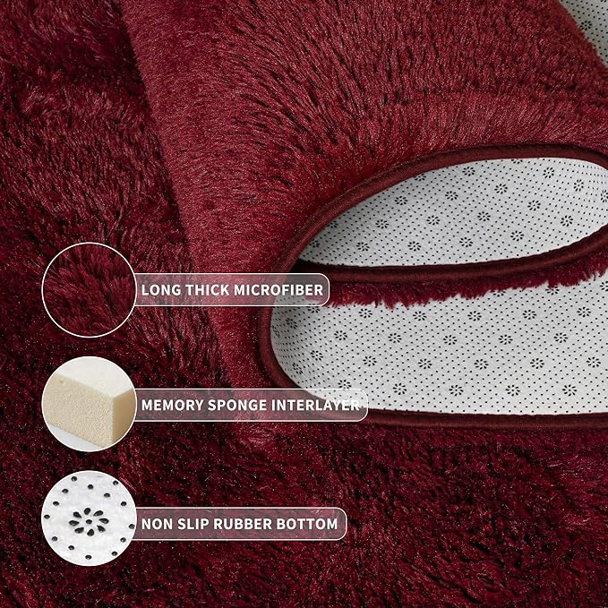 Tepook Soft Fluffy Rugs for Bedroom, 4x6 Area Rug for Living Room, Modern Shaggy Room Rug for Kids Boys Girls, Plush Throw Rugs Indoor Nursery Home Decor Rug with Non-Slip Bottom, Burgundy Red