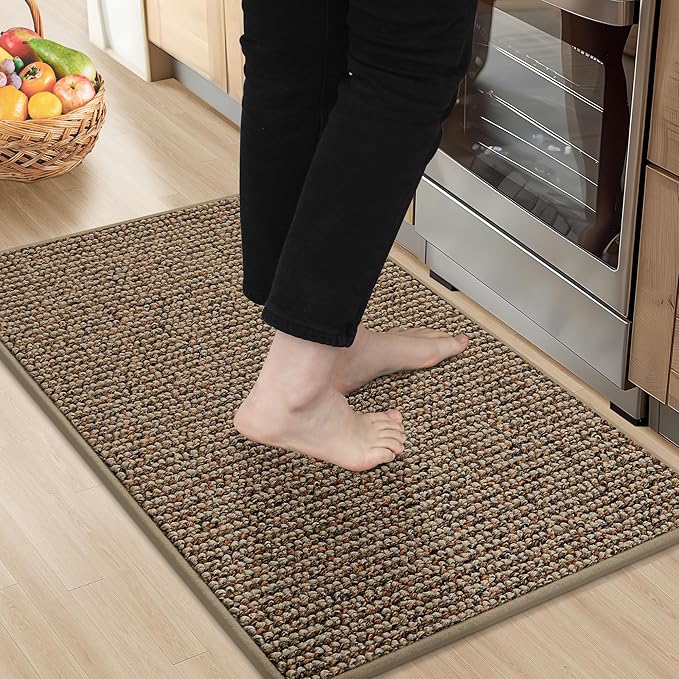 BEQHAUSE Kitchen Rugs 20"x32", Non-Slip Kitchen Mats for Floor, Super Absorbent and Stain Resistant Kitchen Rugs, Machine Washable Rugs for Kitchen, Hallway, Laundry & Sink, Taupe