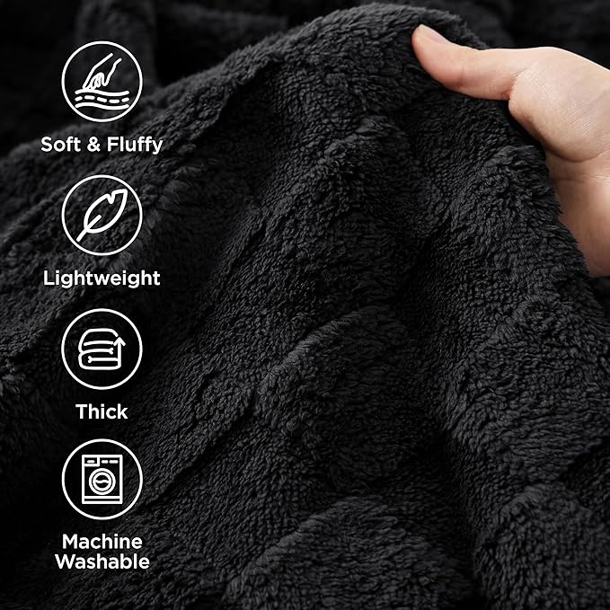 Bedsure GentleSoft Twin Blanket for Bed Black - Super Soft Cozy Blankets for Kids Girls, Cute Fuzzy Fleece Throws for Bedroom Couch, 60x80 Inches