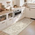 Madane Washable Runner Rug 2x6, Ultra-Thin Non-Slip Non-Shedding Hallway Runner, Stain Resistant Kitchen Mat Entryway Carpet Runner, Vintage Pet Friendly Low Pile Runners (2x6ft, Ivory/Brown)