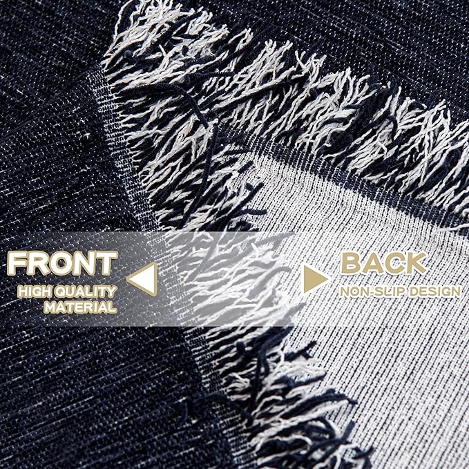 MYSKY HOME Couch Covers - Sectional Couch Covers for Pet Sofa, Non Slip Soft Couch Cover, Washable Furniture Protector with Tassel Sofa Throws, Living Room, 91"x118", Navy Blue
