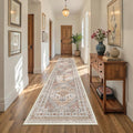 Carpet Runners for Hallway 12ft, Non-Slip Long Bathroom Rugs Runner for Kitchen, Living Room, Bedroom, Soft Vintage Washable Rug for Entryway, Thin Floor Mat for Dining Room(Orange,2.5'x12')