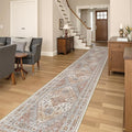 Washable Runner Rug 2.5x16, Non-Slip Long Kitchen Mats for Floor, Vintage Rug for Entryway, Soft Hallway Runner for Dining Room, Bedroom, Living Room(Orange,2.5'x16')