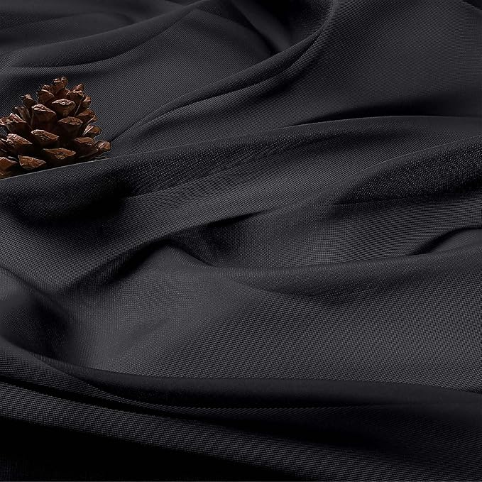 OVZME Black Bedroom Curtains 2 Panel Sets 90 Inch Length, 59 Inch Extra Wide Light Filtering Light Weight Soft Window Treatment Panels for Study Room Living Room Guest Room, 59Wx90L Inches