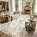 UERMEI 11x14 Area Rug Living Room Rugs - Washable Neutral Modern Abstract Soft Thin Large Rug Indoor Floor No Slip Rug Carpet for Bedroom Under Dining Table Home Office Decor - Golden Grey