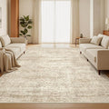 5x7 Area Rugs, Ultra-Thin Washable Rugs for Living Room, Anti-Slip Backing Area Rug for Bedroom, Soft Abstract Vintage Home Decor Rug for Dining Room(5'x7', Beige/Ivory)
