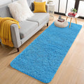 OLANLY 2x5 Machine Washable Runner Rugs for Hallway, Soft Fluffy Shaggy Bedside Rugs for Bedroom, Living Room, Indoor Floor Carpet for Kids Girls and Boys, Home Decor Aesthetic, Bright Blue