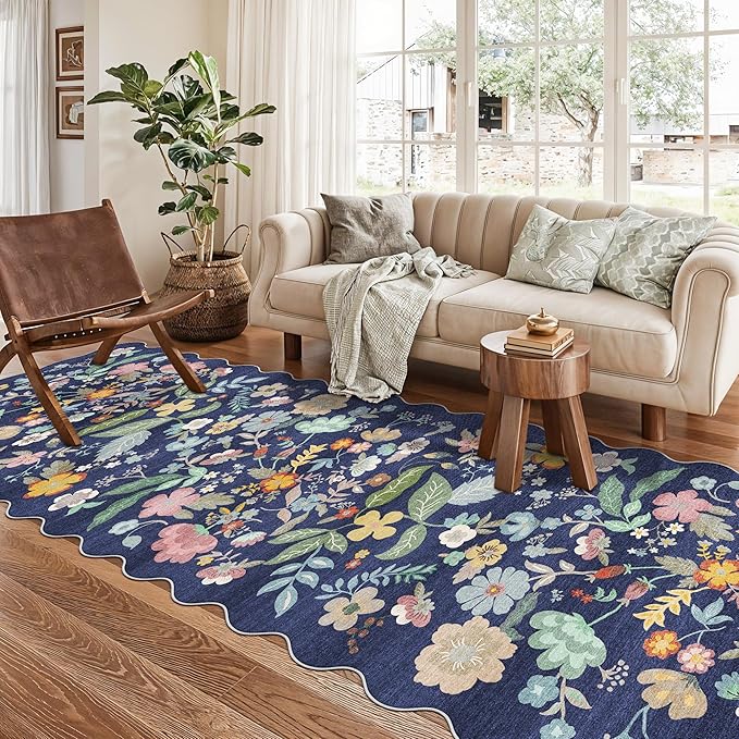 3x10 Long Hallway Runner Rug: Washable Wide 10ft Floral Low-Pile Carpet for Entryway Kitchen Non Slip Soft Living Room Bedroom Floor Mat Cute Area Rugs for Nursery Farmhouse Home Decor(3x10/Purple)