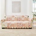 Great Bay Home Reversible Patchwork Sofa Cover - Washable Slipcover Furniture Protector with Elastic Straps - Perfect for Kids & Pets - Box-Stitched Detail (Dusty Rose)