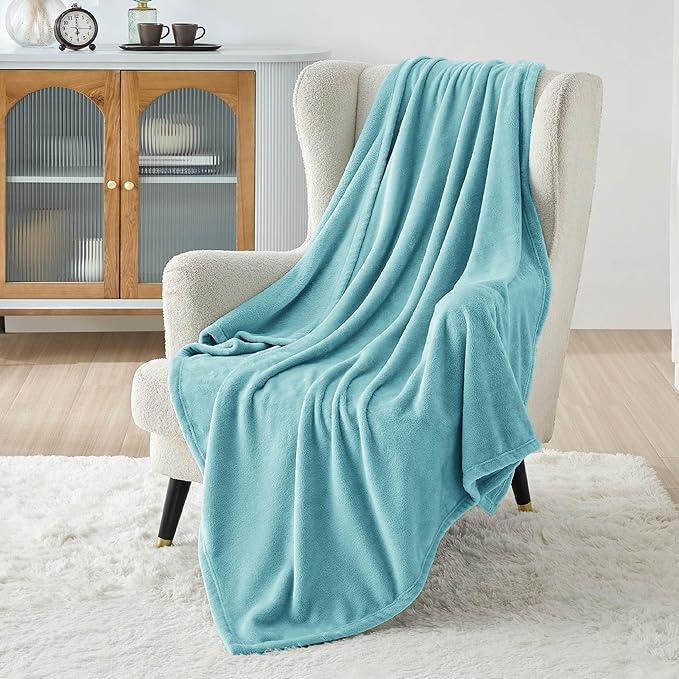 Bedsure GentleSoft Fleece Throw Blanket for Couch River Blue - Lightweight Plush Fuzzy Cozy Soft Blankets and Throws for Sofa, 50x60 inches